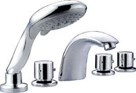 China Brass Five Hole Bathtub Mixer Taps Deck Mounted , Three Handle Faucet For Hotel distributor