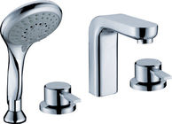 China Polished Brass Bathtub Mixer Taps With Four Hole , Deck Mounted Bath Faucet distributor